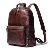 Brown Leather Men's 15'' Laptop Backpack School Backpack Travel Backpack For Men