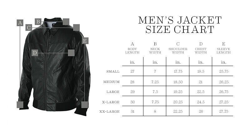 Leather jacket size chart