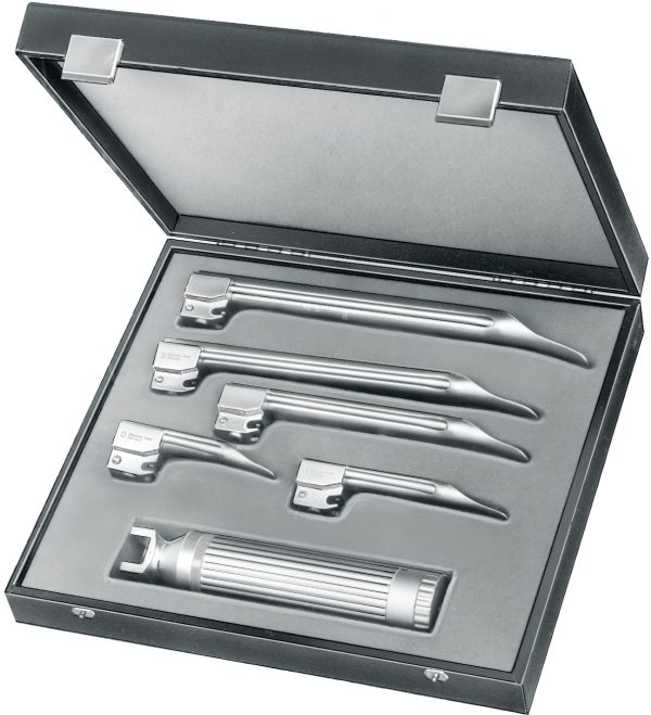 Anaesthesia , Fiber optic laryngoscope set, acc. to Miller, battery