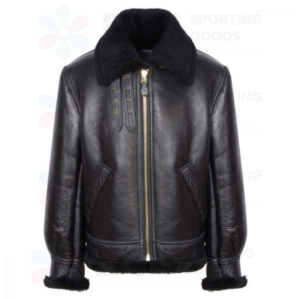 Black leather flight jacket