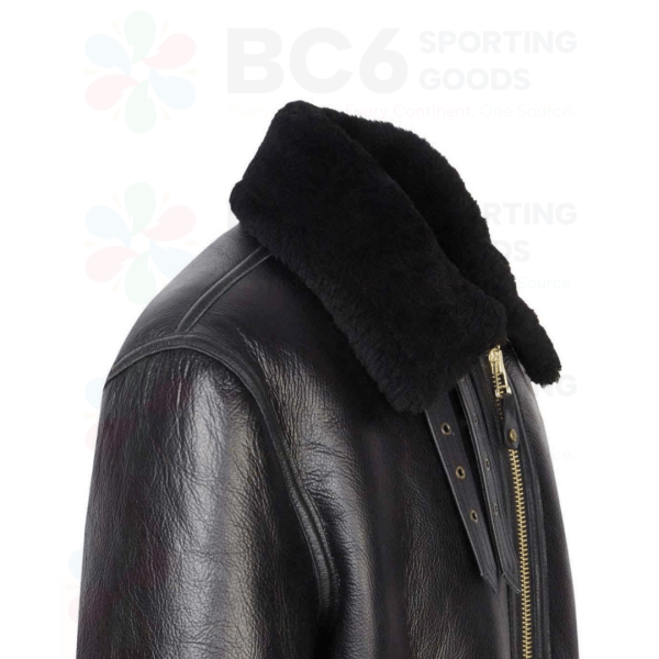 Black leather flight jacket - Image 3