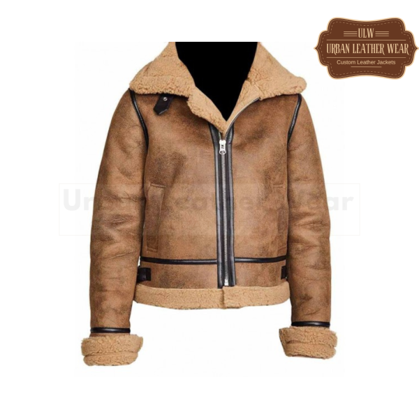 Women B3 Aviator Flight Fur Shearling Bomber Jacket