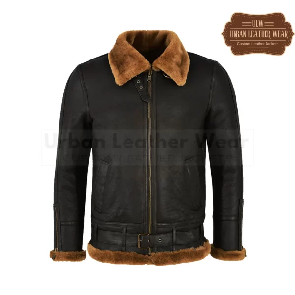 Men B3 Fur Shearling Bomber Jacket Ginger Brown