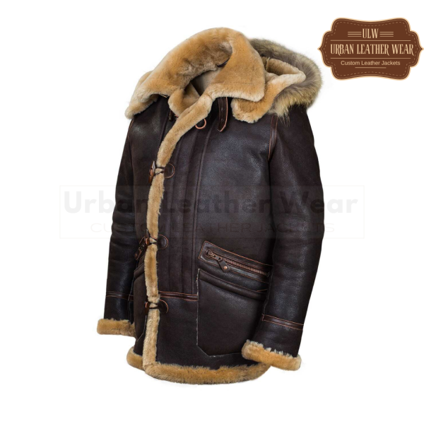 B7 Men Bomber  Shearling Leather Parka Jacket