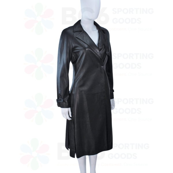 Black Leather Trench Coat - Image 6