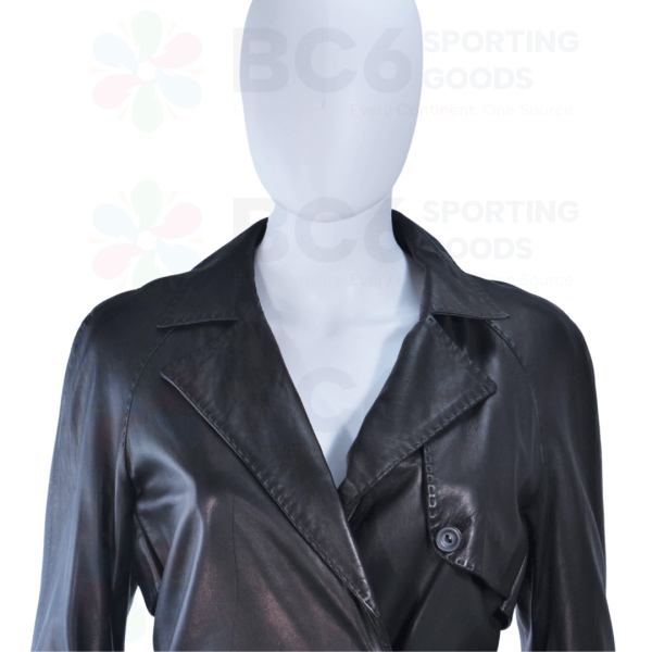 Black Leather Trench Coat - Image 4