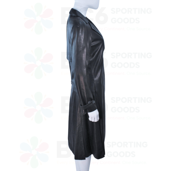 Black Leather Trench Coat - Image 3