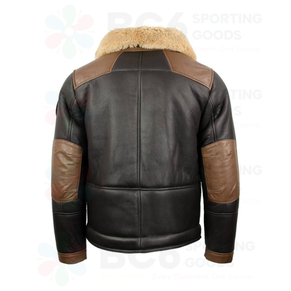 Chocolate leather bomber jacket - Image 2