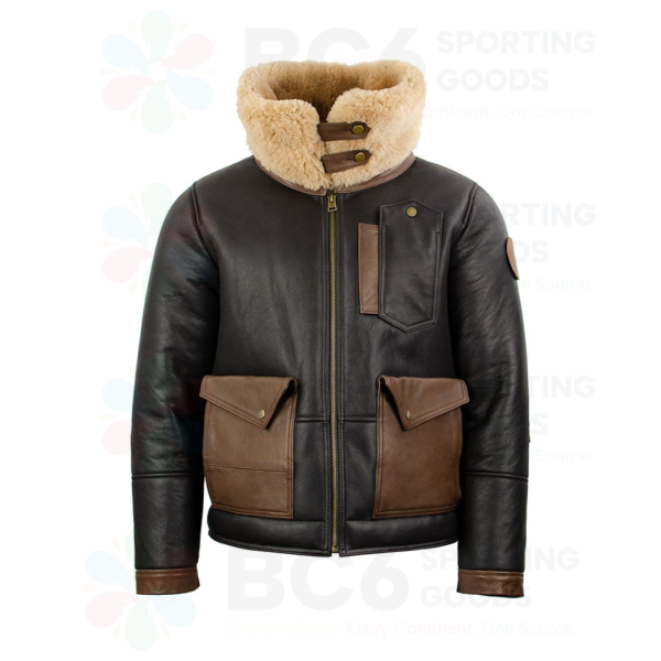 Chocolate leather bomber jacket - Image 3