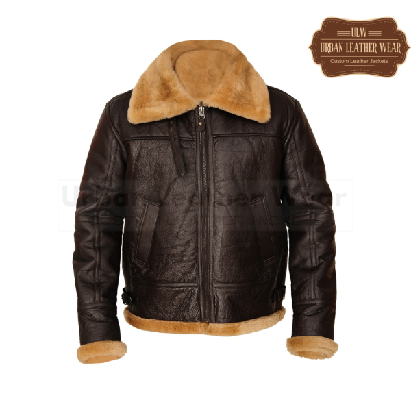 Men Brown B3 Shearling Leather Jacket