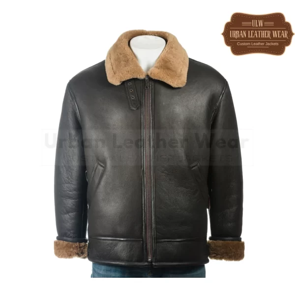 Men B3 Shearling Bomber Pilot Shearling Leather Jacket