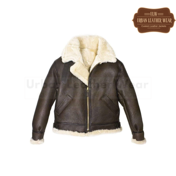 Mens B3 Bomber Aviator WWII Shearling Leather Jacket