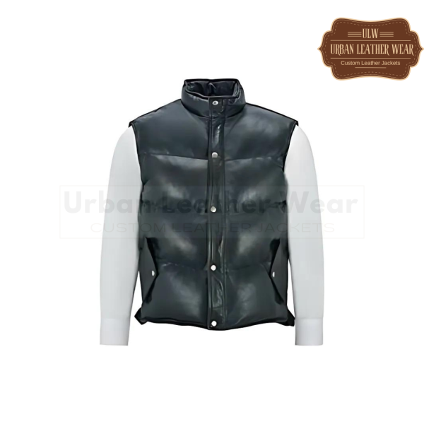 Men Down Sleeveless Lambskin Leather Vest Waistcoat