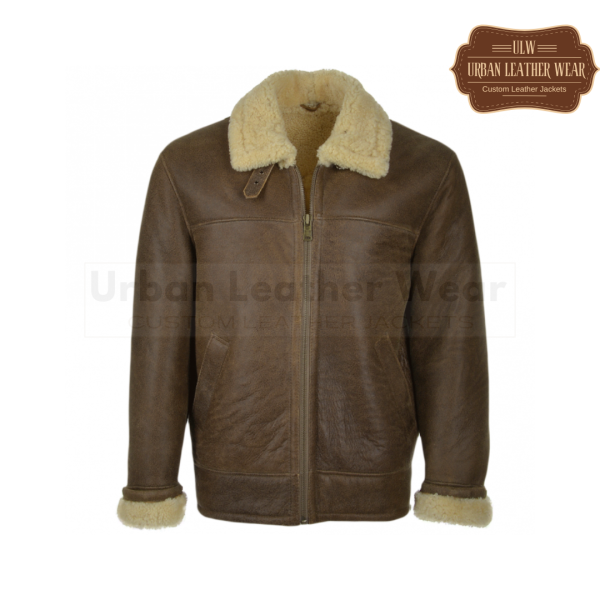 Men Brown B3 Aviator Shearling Flying Leather Jacket