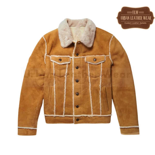 Men Suede Shearling Trucker Jacket