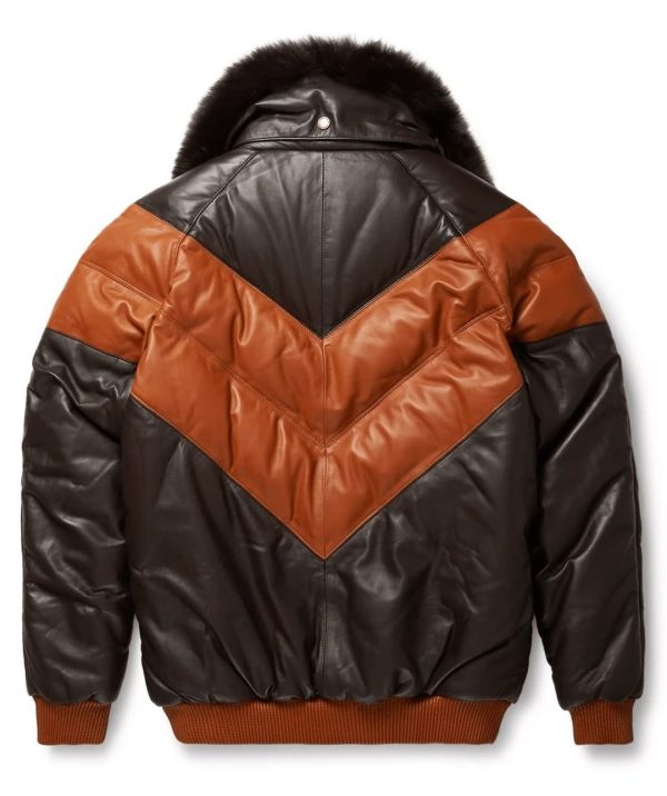 V Bomber Leather Jacket - Image 2