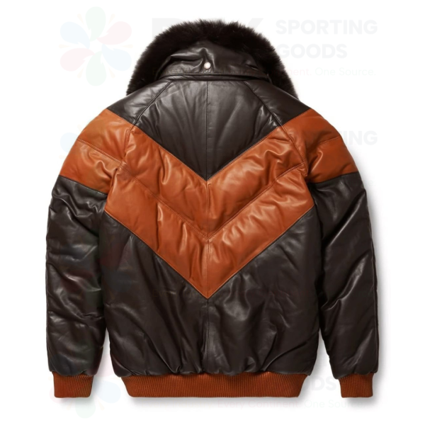 V Bomber Leather Jacket - Image 4